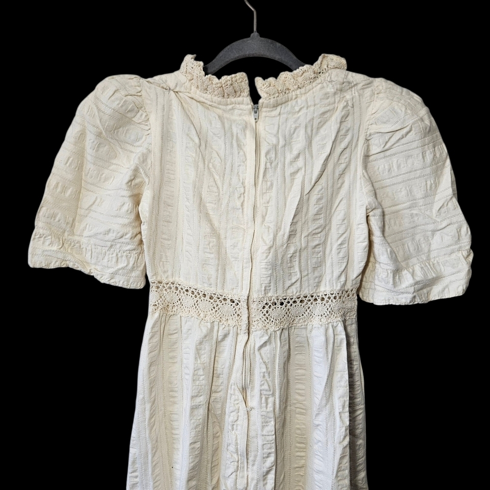 Vintage Algo Victorian Prairiecore Dress Size S Cream Lace Feminine Ivory - Picture 4 of 7